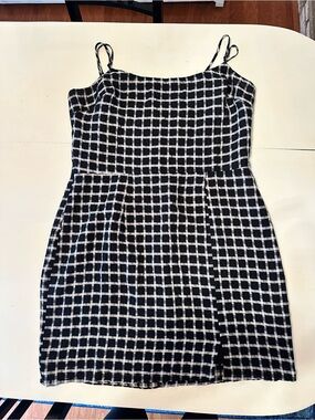 Dress the Population Black and White Checked Mini Dress